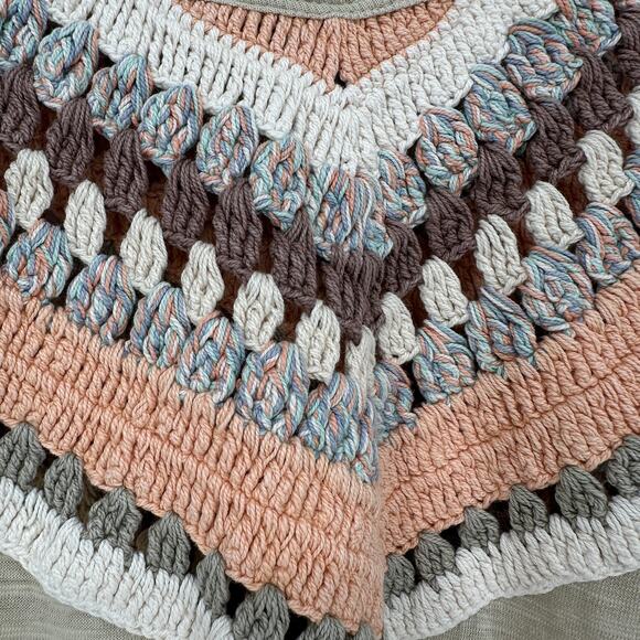 We The Free Shirt Womens XL Tan Coral Crochet Yoke Raglan 3/4 Sleeve Boho Tunic - Picture 6 of 12